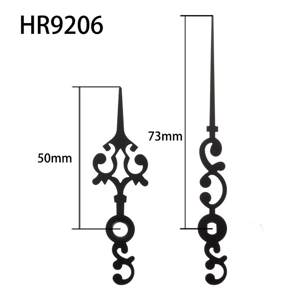 Wijzers HR9206 Zwart Uur En Minuut, Vierkant Gat
